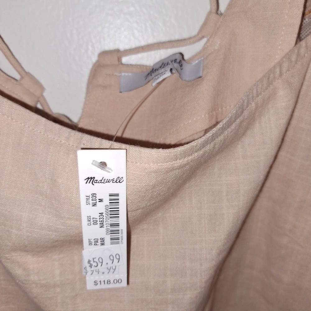 Madewell‎ Embroidered Scallop-Hem Puff-Sleeve Top NL039 Pink Mustard M - Picture 7 of 12